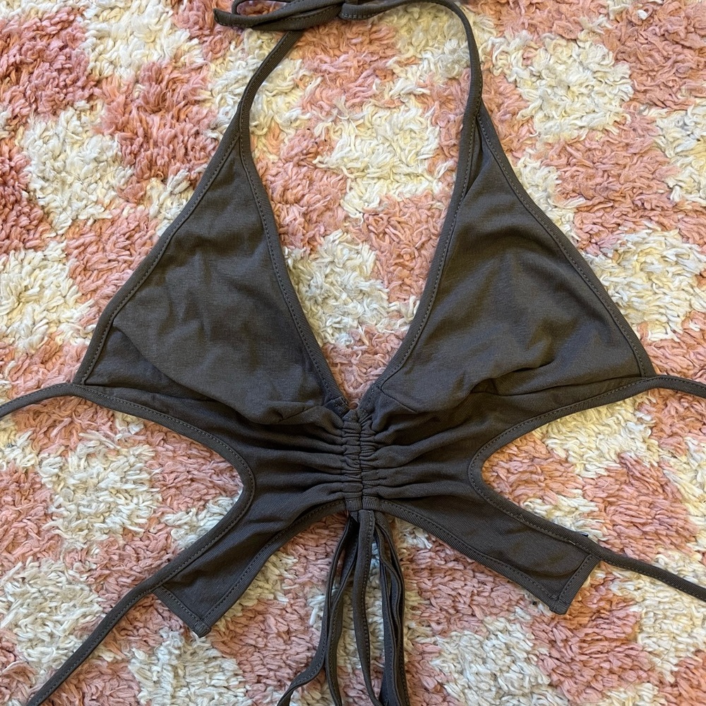 Olive Halter Top with Shrug, Butterfly Halter Style, Festival Top, Concert